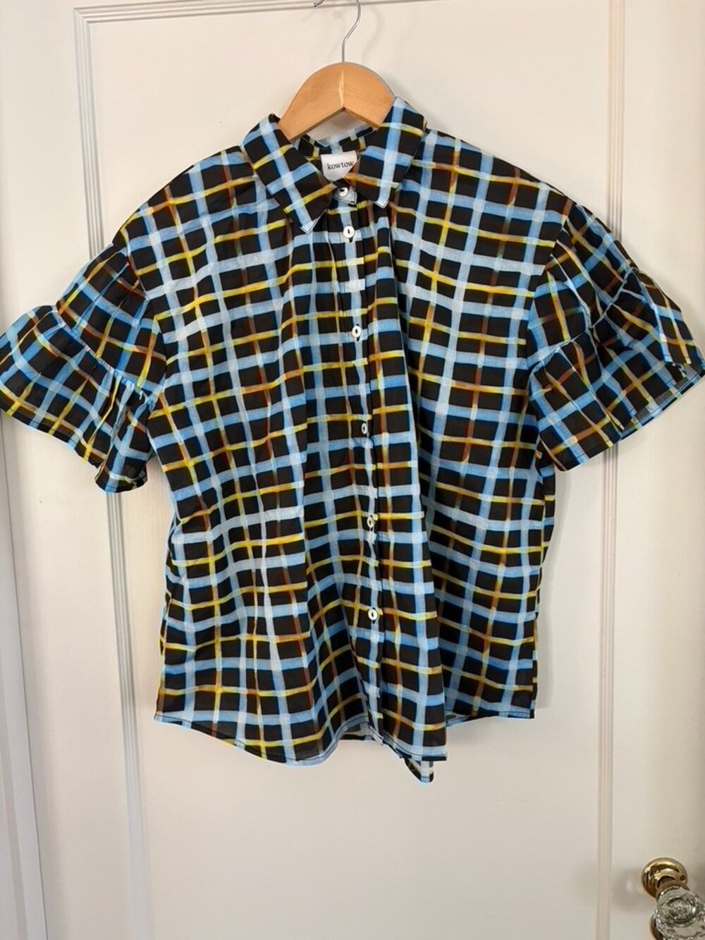 Kowtow Neon Tartan Blouse